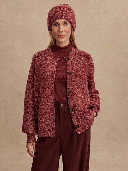Patricia Rib Cardigan Red Flecked - Varley
