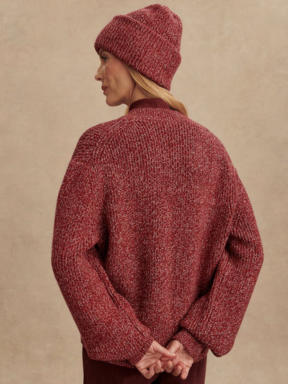Patricia Rib Cardigan Red Flecked - Varley