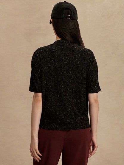 Odette Mock Placket Tee Black/ Egret - Varley