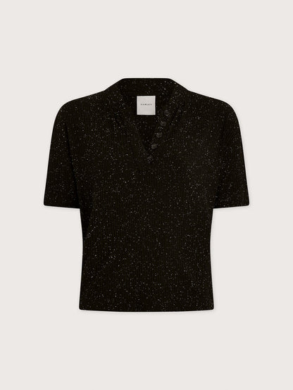 Odette Mock Placket Tee Black/ Egret - Varley
