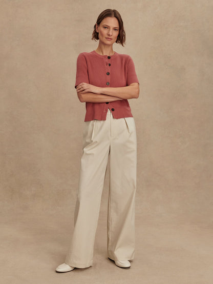 Micha Short Sleeve Cardigan Mauvewood - Varley