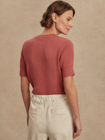 Micha Short Sleeve Cardigan Mauvewood - Varley