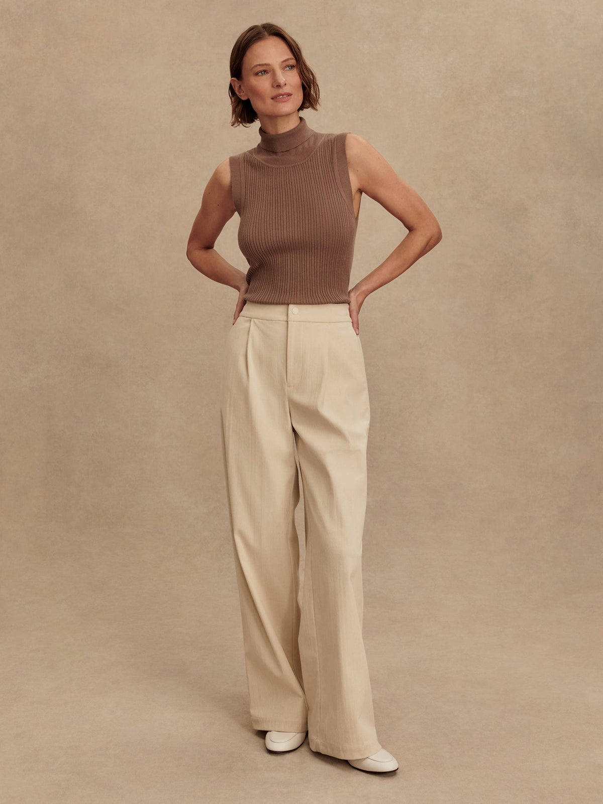 Anastasia Rib Knit Tank Ash Taupe - Varley