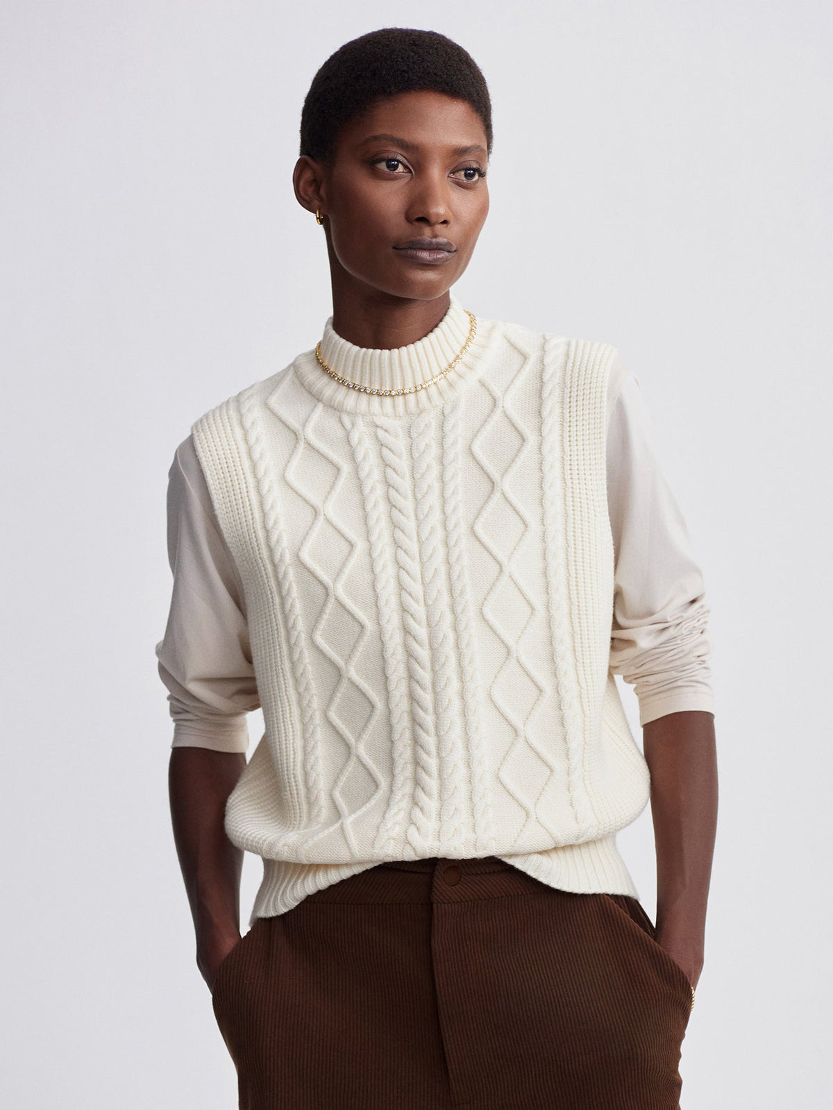 Joilette Roll Neck Vest Egret - Varley