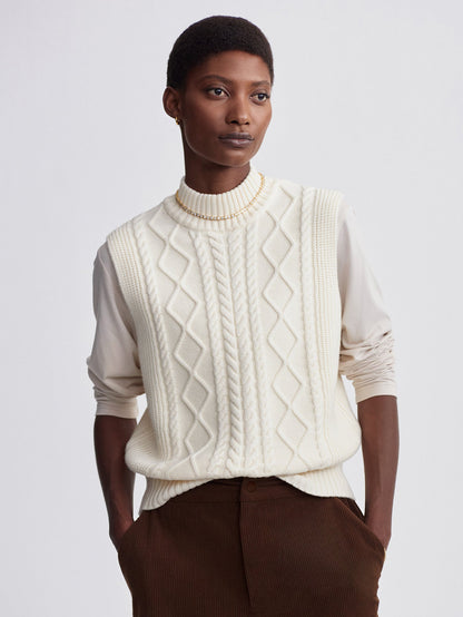 Joilette Roll Neck Vest Egret - Varley