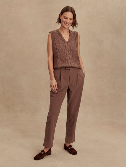 Kay Cable Knit Vest Deep Taupe - Varley