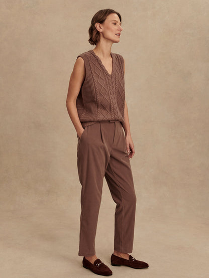 Kay Cable Knit Vest Deep Taupe - Varley