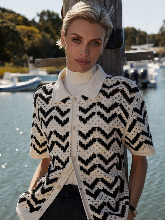 Anais Crochet Polo Shirt Birch - Varley