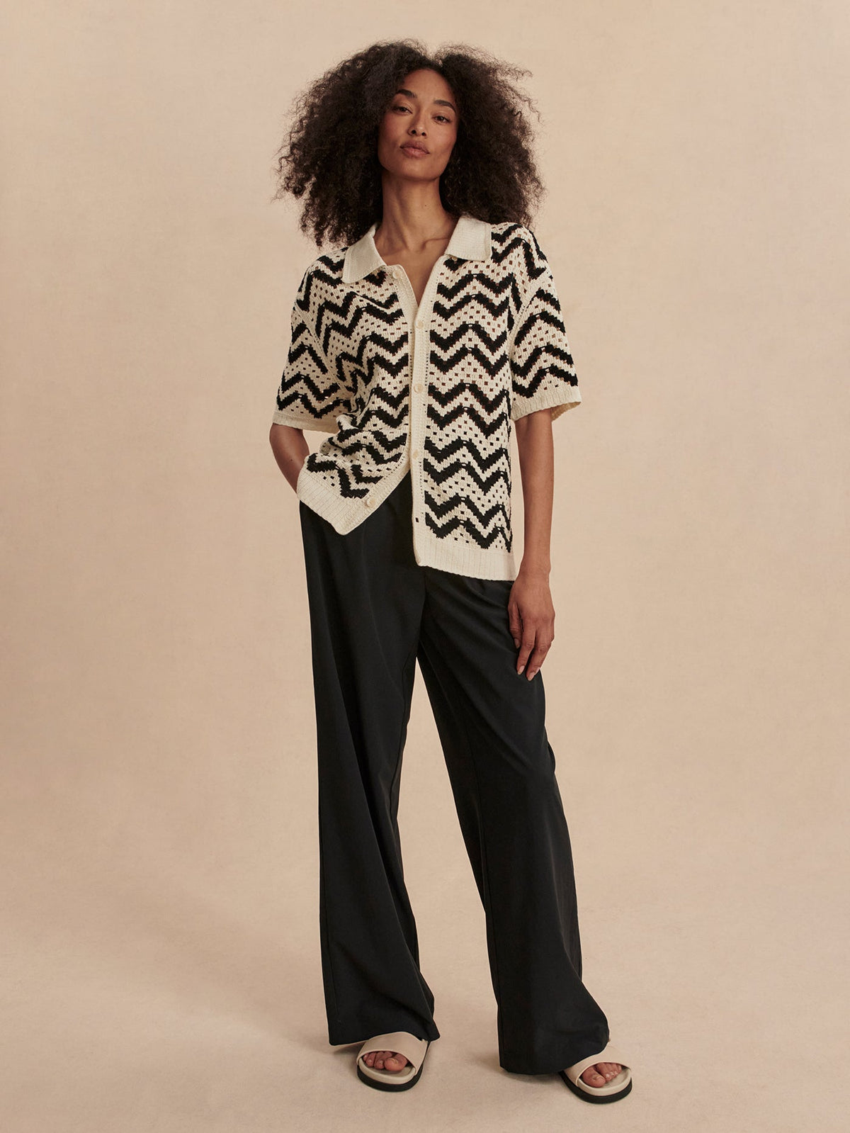 Anais Crochet Polo Shirt Birch - Varley
