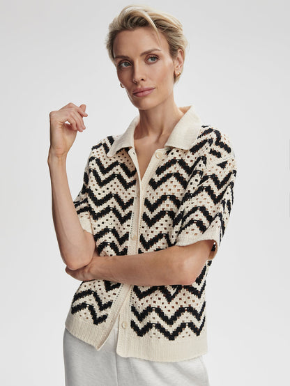 Anais Crochet Polo Shirt Birch - Varley