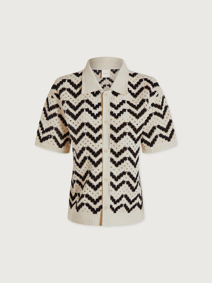 Anais Crochet Polo Shirt Birch - Varley