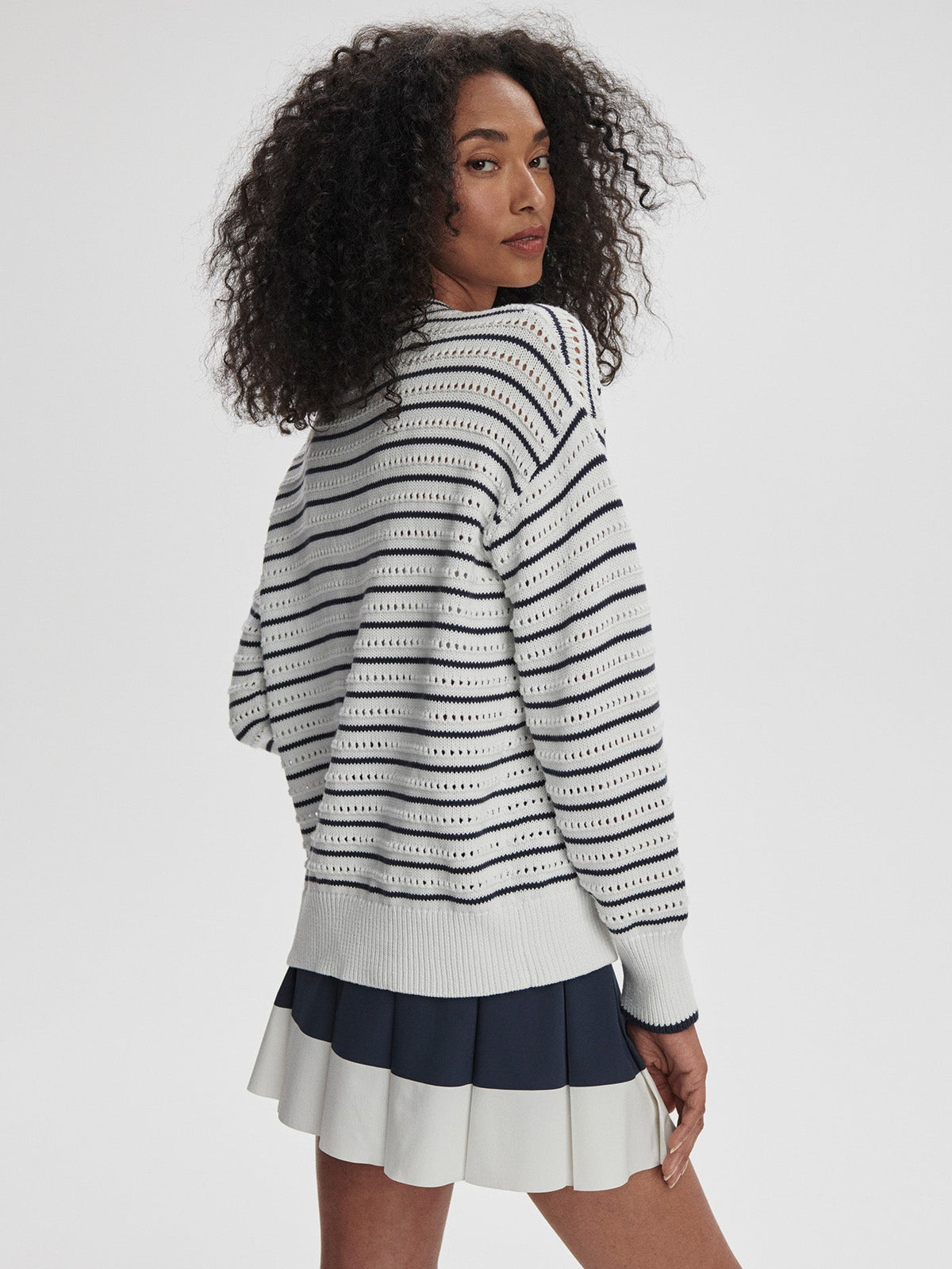 Antonia Relaxed Cardigan White/ Blue Nights - Varley