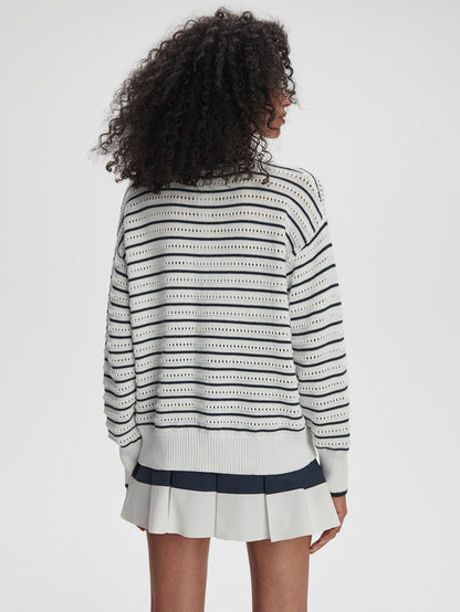 Antonia Relaxed Cardigan White/ Blue Nights - Varley