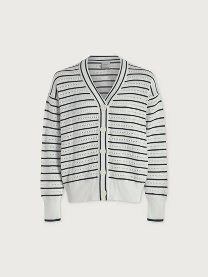 Antonia Relaxed Cardigan White/ Blue Nights - Varley