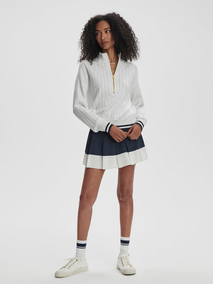 Aliyah Half Zip Knit White/ Blue Nights - Varley