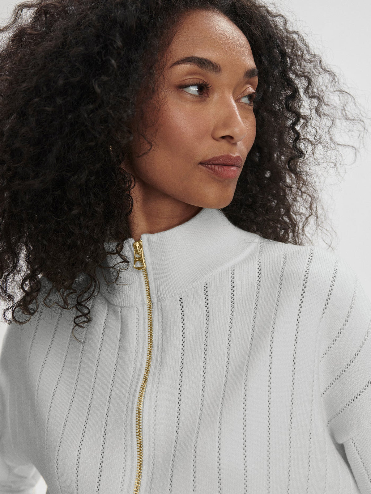 Aliyah Half Zip Knit White/ Blue Nights - Varley