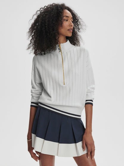 Aliyah Half Zip Knit White/ Blue Nights - Varley