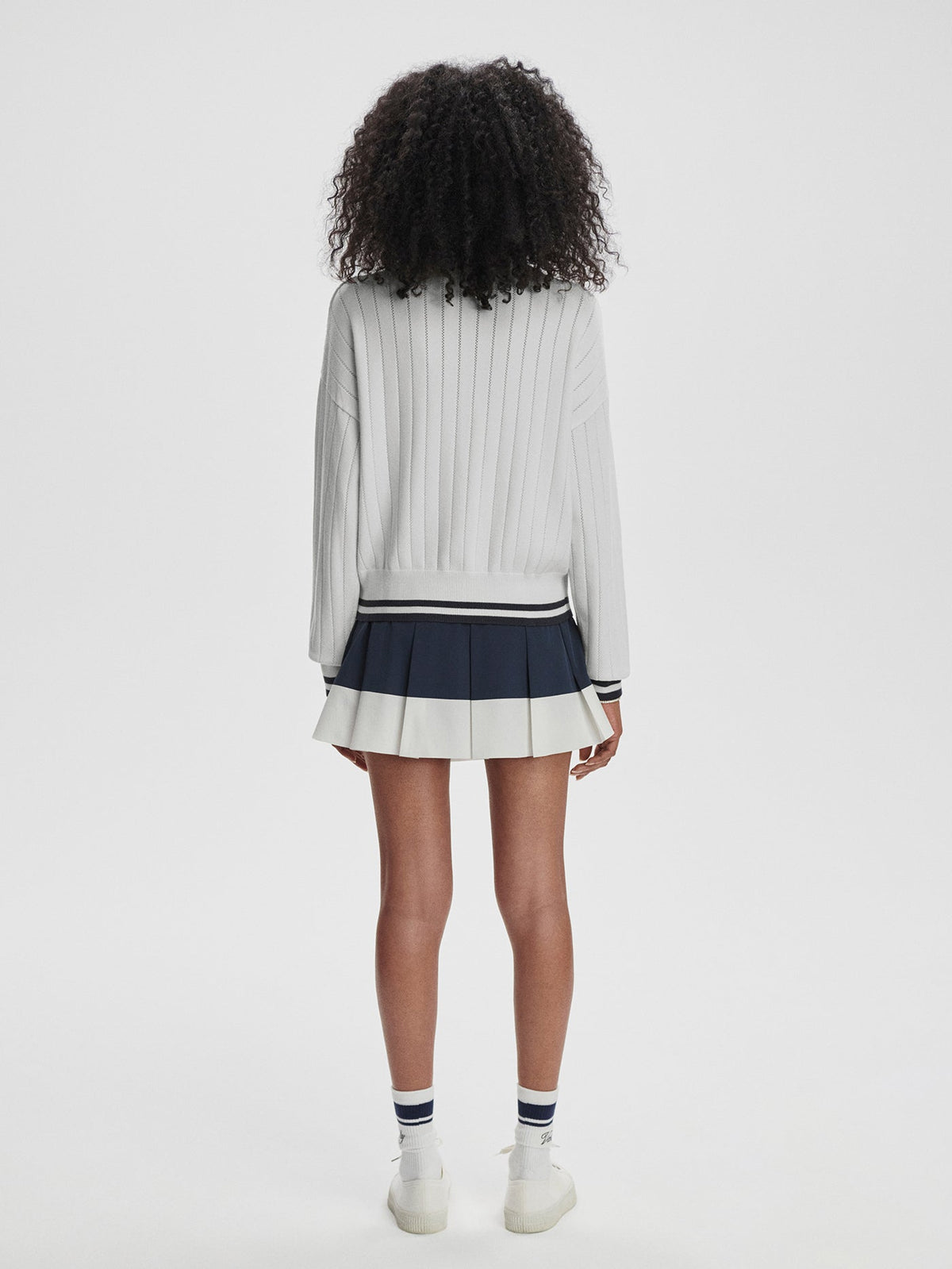 Aliyah Half Zip Knit White/ Blue Nights - Varley