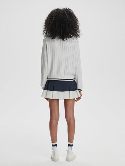 Aliyah Half Zip Knit White/ Blue Nights - Varley