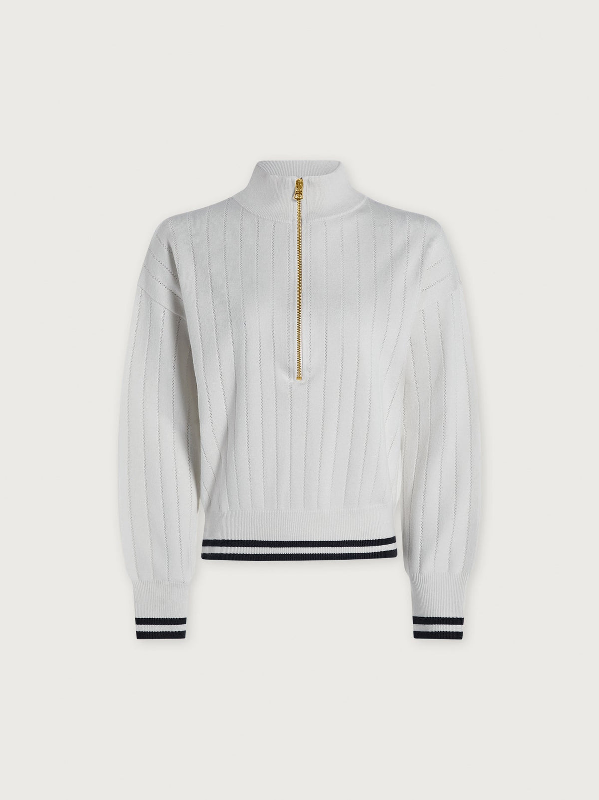 Aliyah Half Zip Knit White/ Blue Nights - Varley
