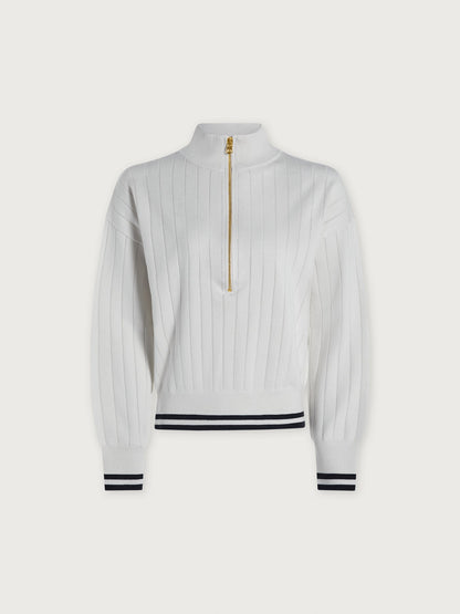 Aliyah Half Zip Knit White/ Blue Nights - Varley