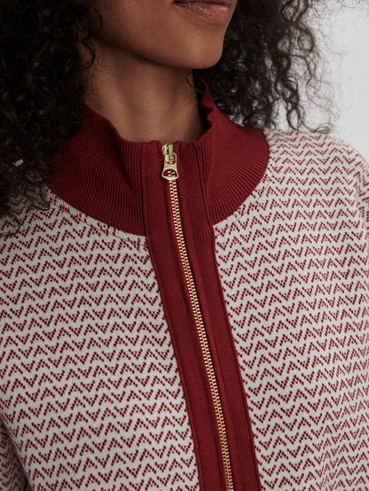 Walter Knit Jacket Red Dahlia/ White - Varley