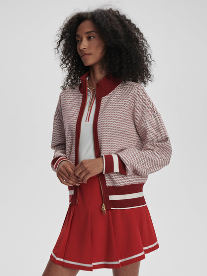Walter Knit Jacket Red Dahlia/ White - Varley