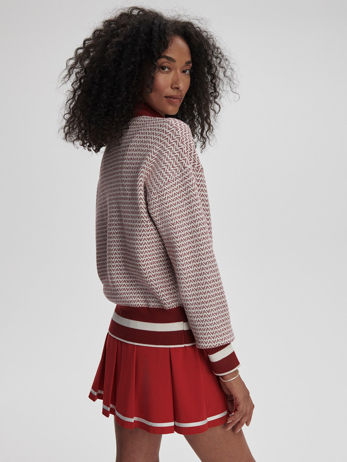 Walter Knit Jacket Red Dahlia/ White - Varley