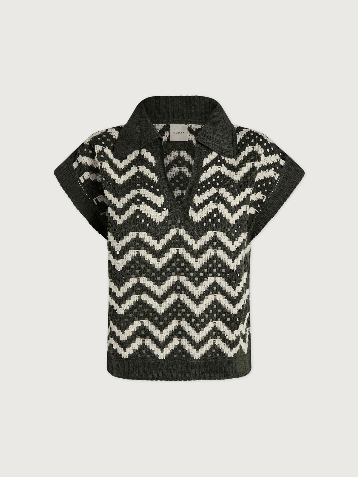 Joelle Crochet Polo Top Cilantro - Varley
