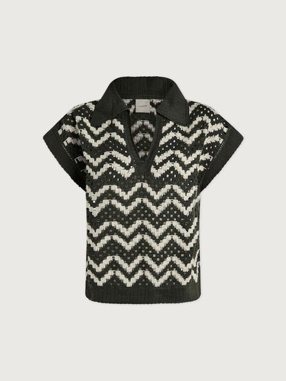 Joelle Crochet Polo Top Cilantro - Varley