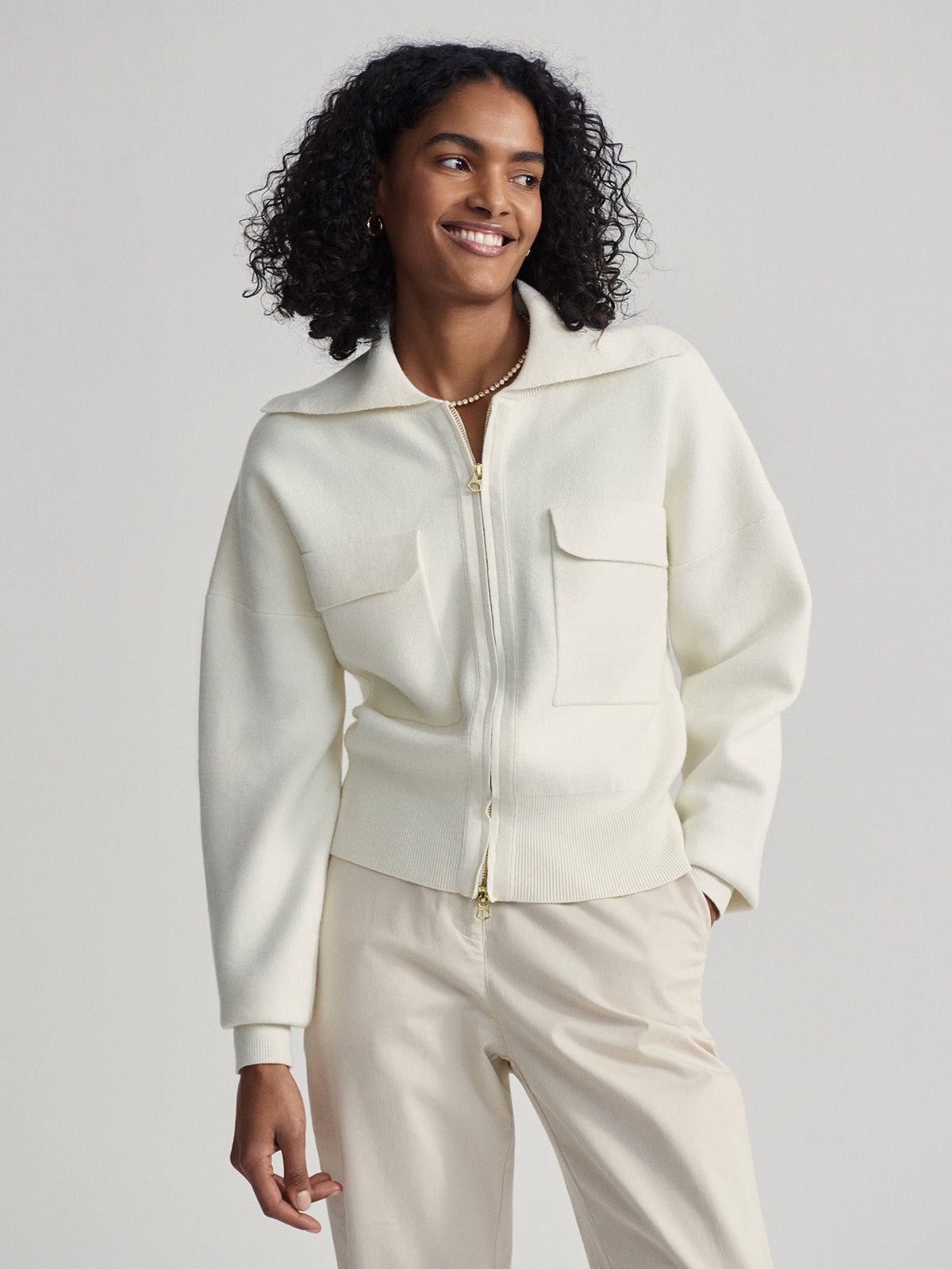 Felise Relaxed Knit Jacket Egret - Varley