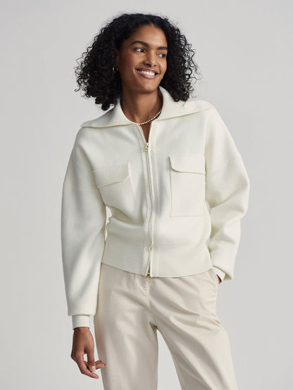 Felise Relaxed Knit Jacket Egret - Varley