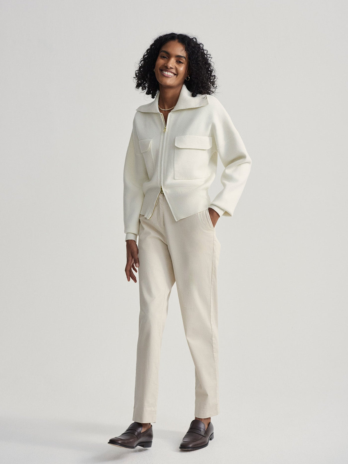 Felise Relaxed Knit Jacket Egret - Varley