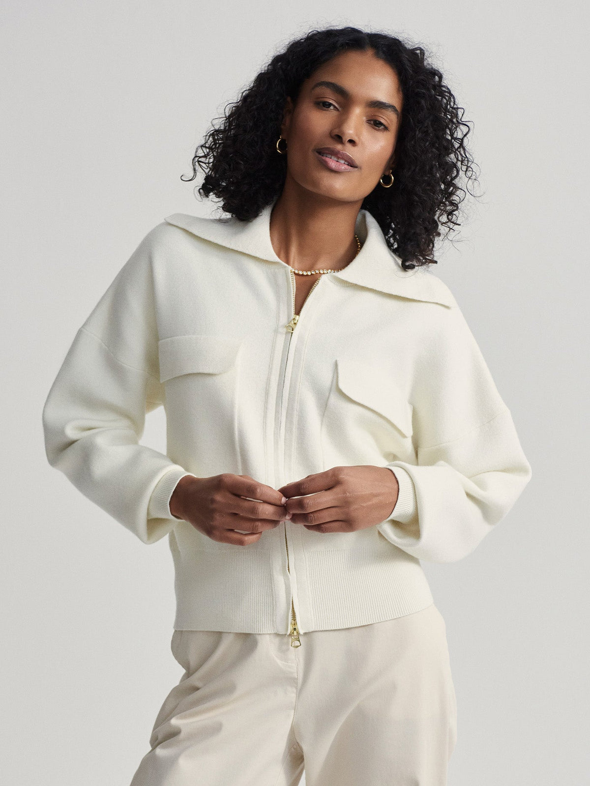 Felise Relaxed Knit Jacket Egret - Varley