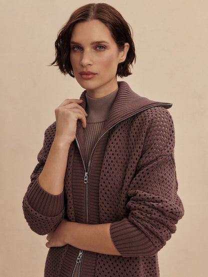 Finn Longline Knit Jacket | VARLEY US Peppercorn - Varley