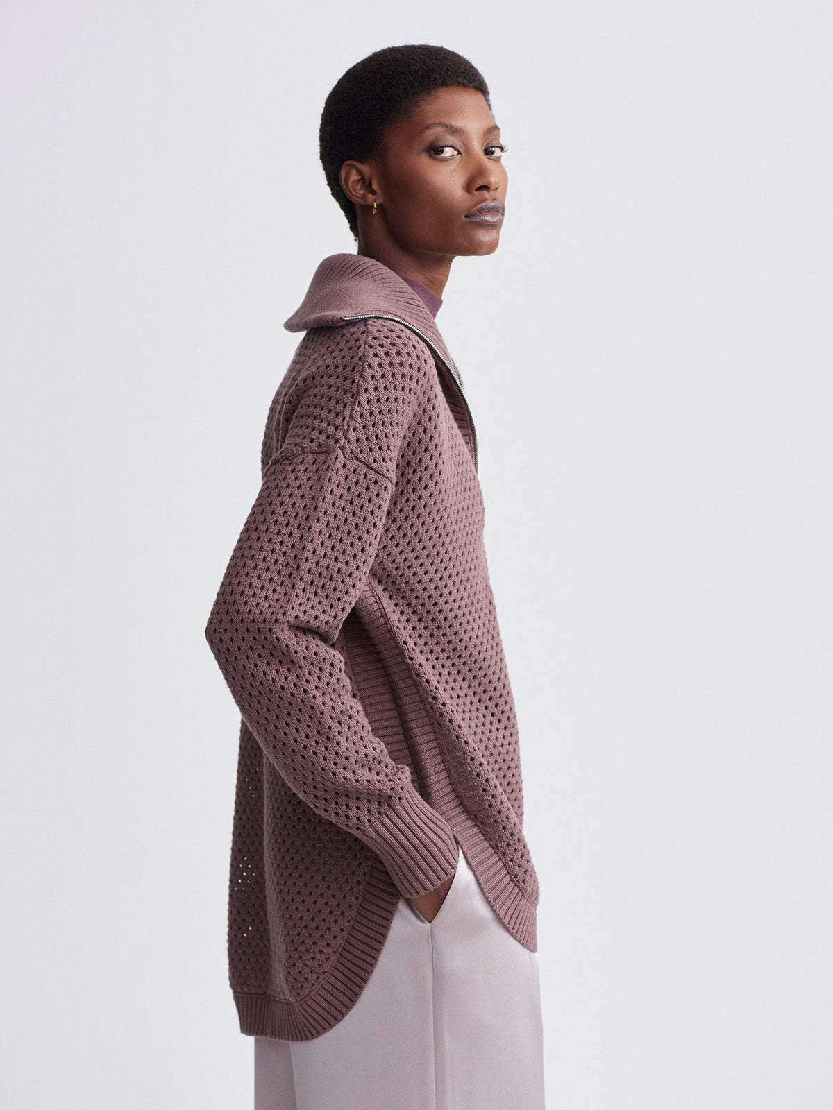 Finn Longline Knit Jacket | VARLEY US Peppercorn - Varley