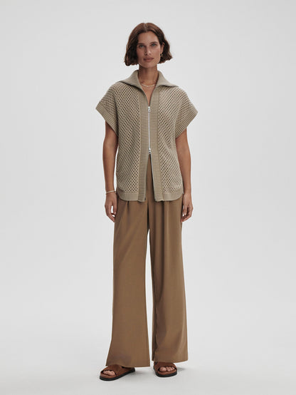 Gianna Zip Through Vest Cashmere Stone - Varley