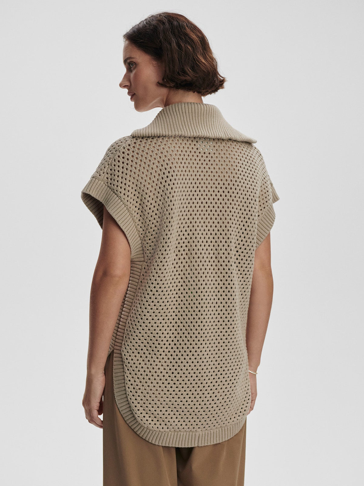 Gianna Zip Through Vest Cashmere Stone - Varley