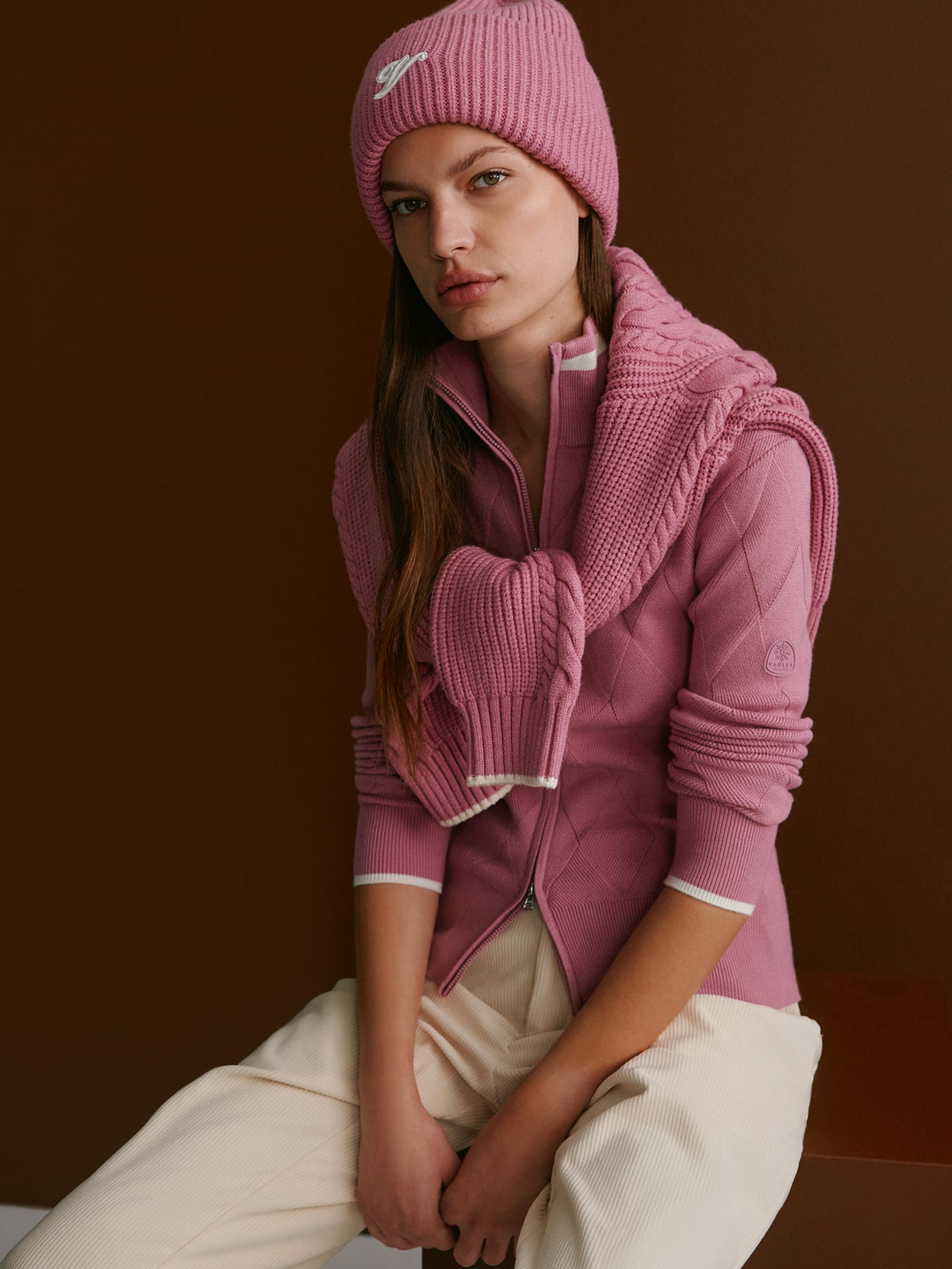 Barthe Zip Through Knit Jacket |Varley US Mauve Orchid - Varley