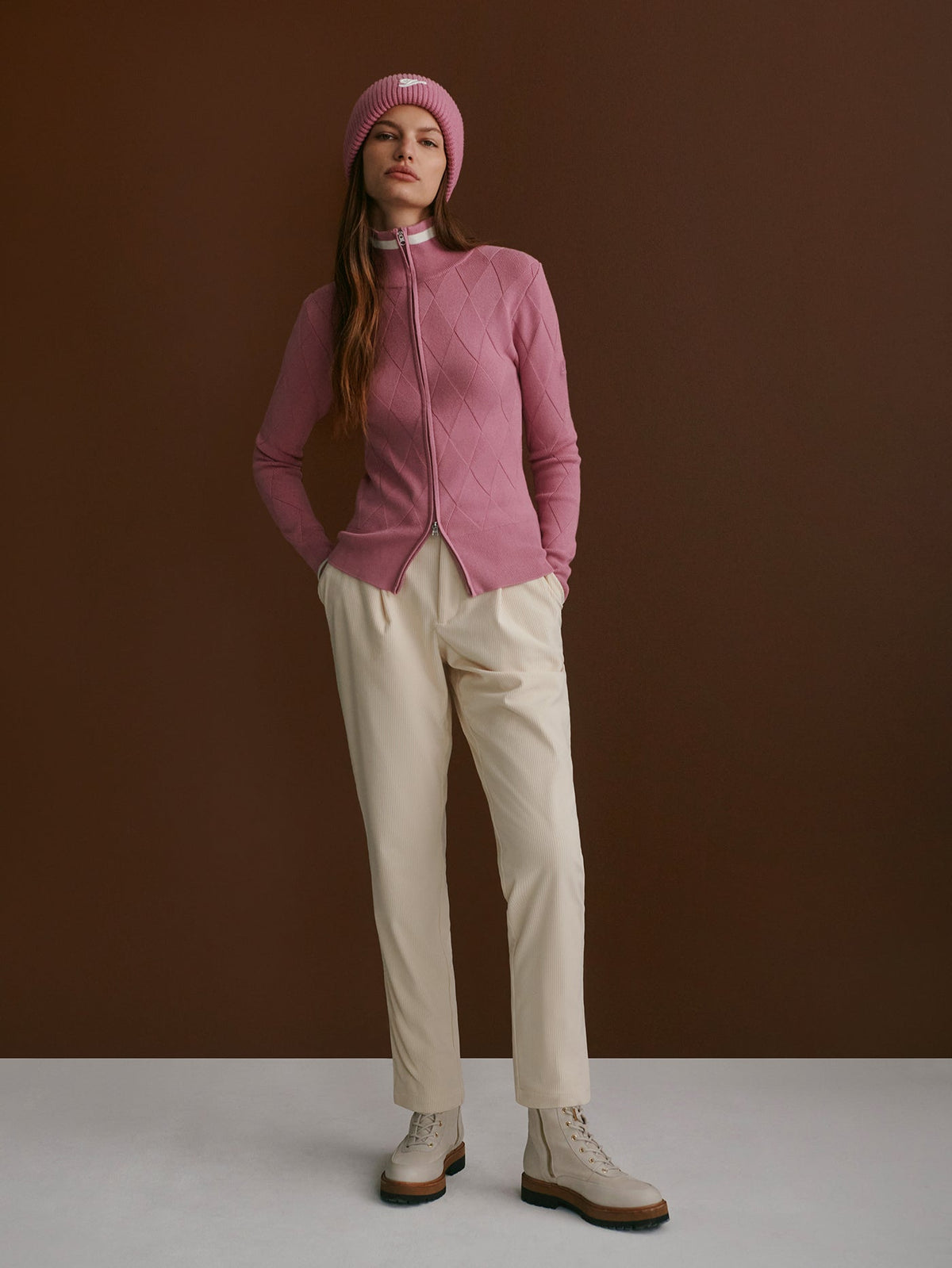 Barthe Zip Through Knit Jacket |Varley US Mauve Orchid - Varley