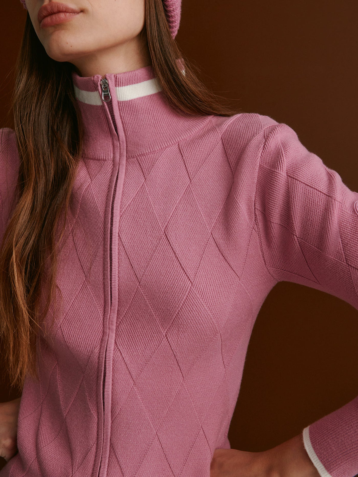 Barthe Zip Through Knit Jacket |Varley US Mauve Orchid - Varley