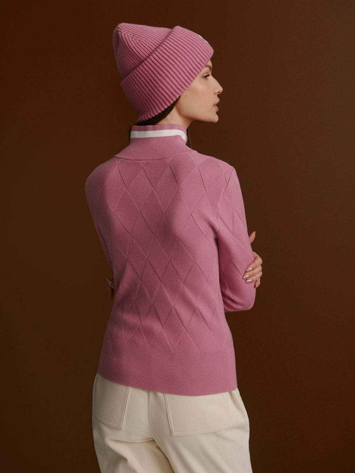 Barthe Zip Through Knit Jacket |Varley US Mauve Orchid - Varley