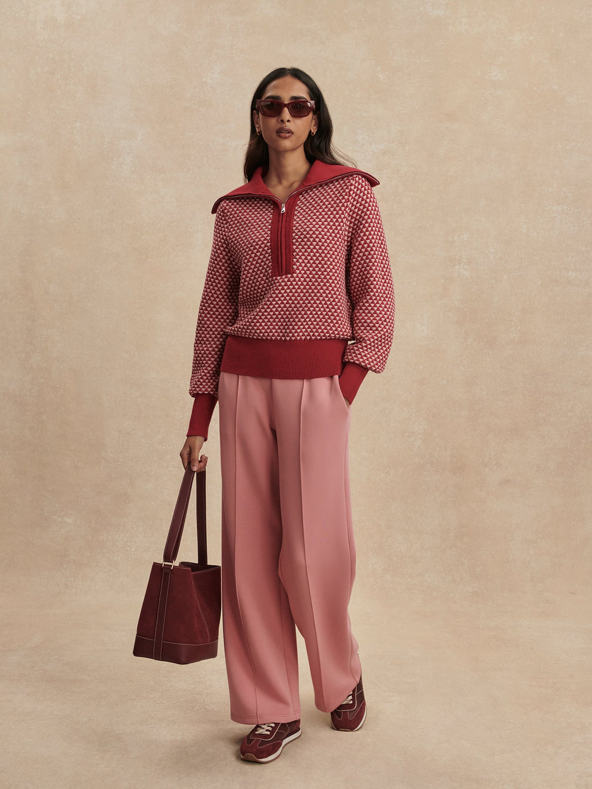 Lloyd Stitch Knit Sweater Rich Raspberry - Varley