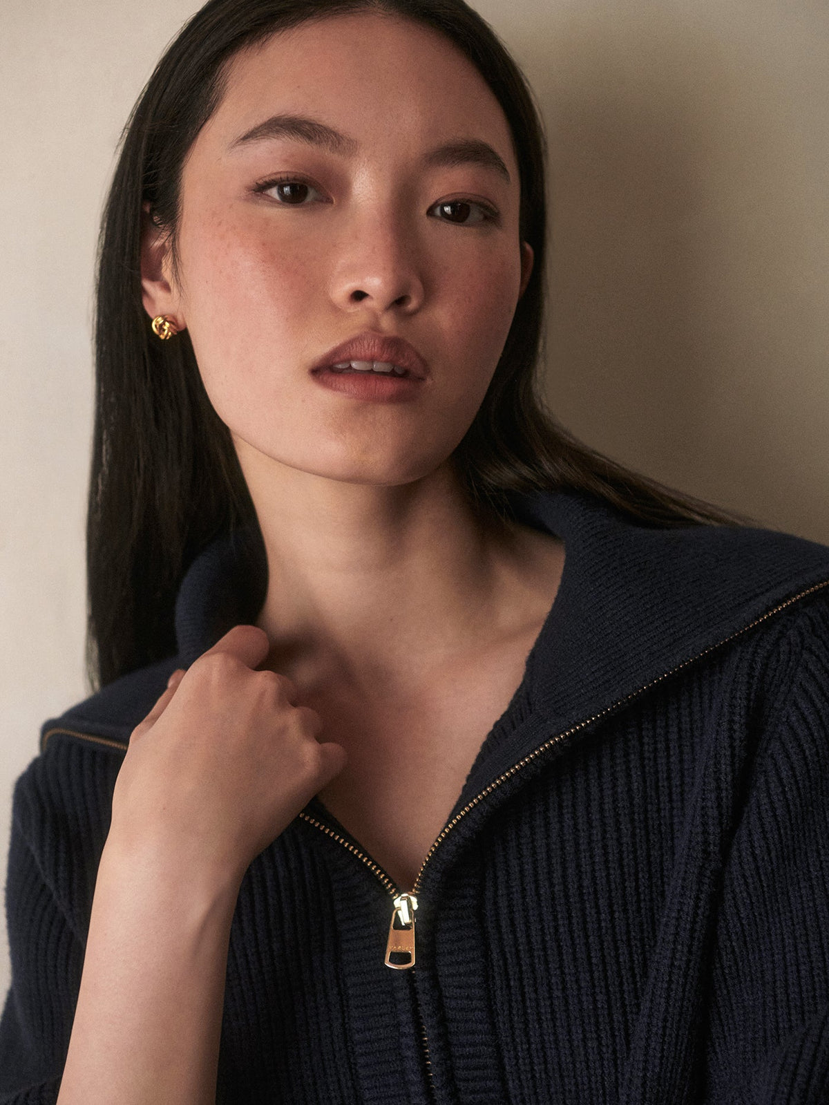 Maura Half Zip Rib Knit Navy - Varley