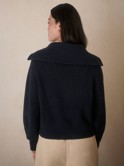 Maura Half Zip Rib Knit Navy - Varley