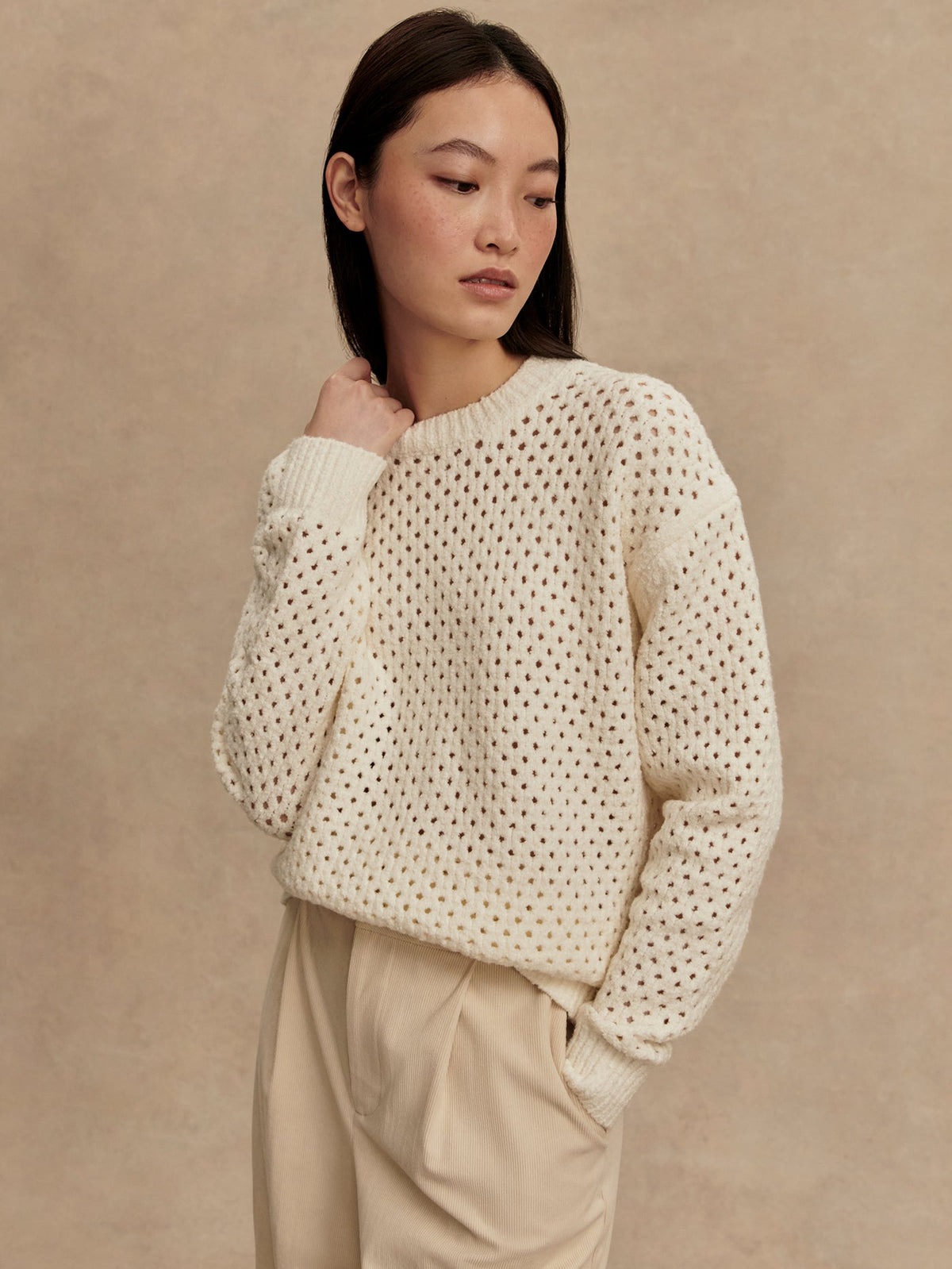 Grady Boucle Knit Sweater Coconut Milk - Varley