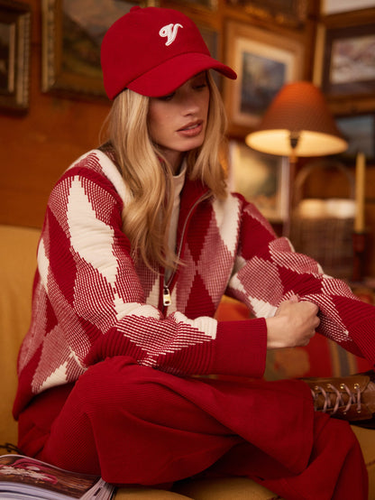 Karina Jacquard Knit Jacket Red Dahlia - Varley