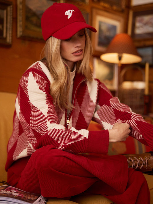 Karina Jacquard Knit Jacket Red Dahlia - Varley