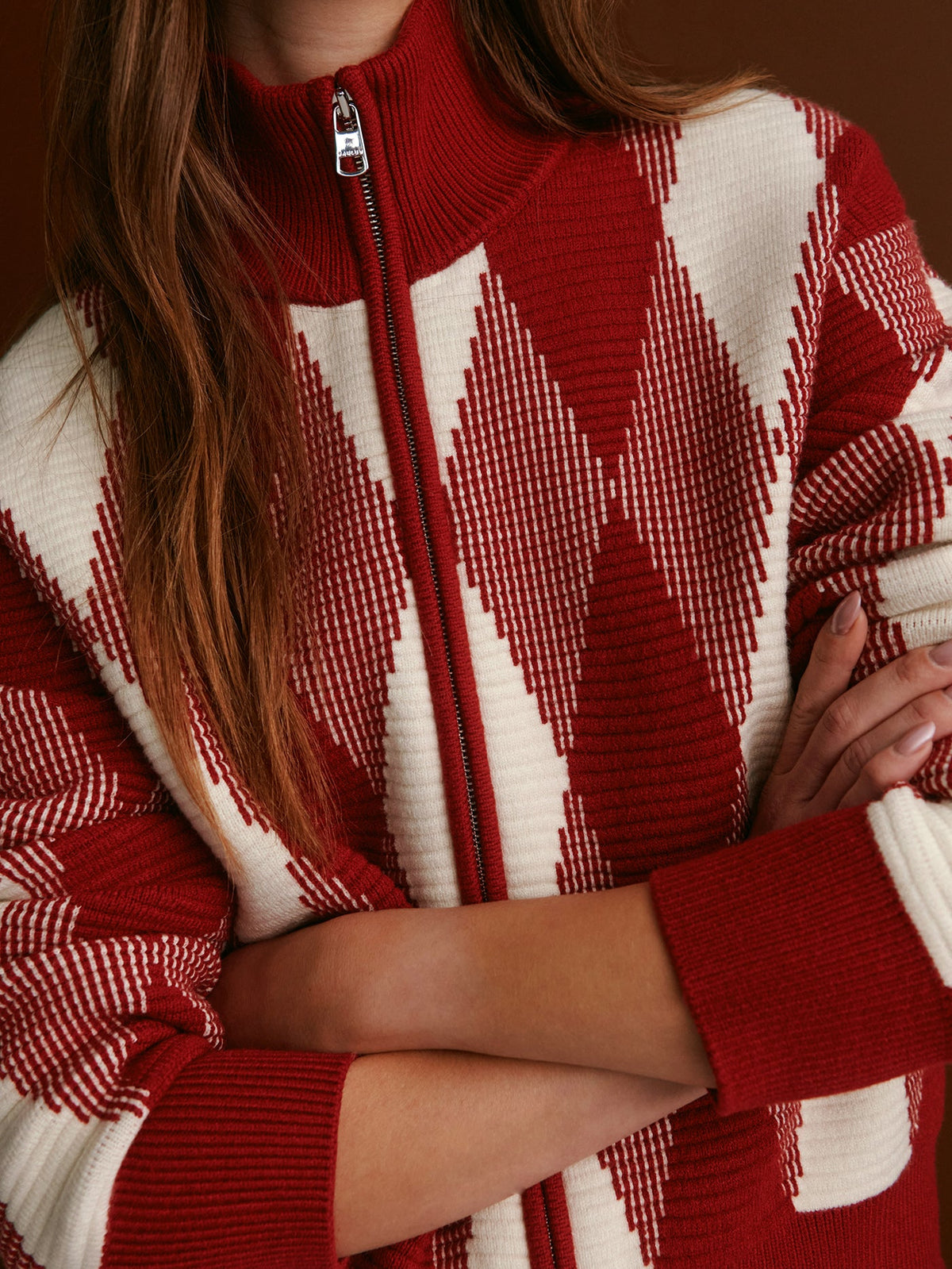 Karina Jacquard Knit Jacket Red Dahlia - Varley