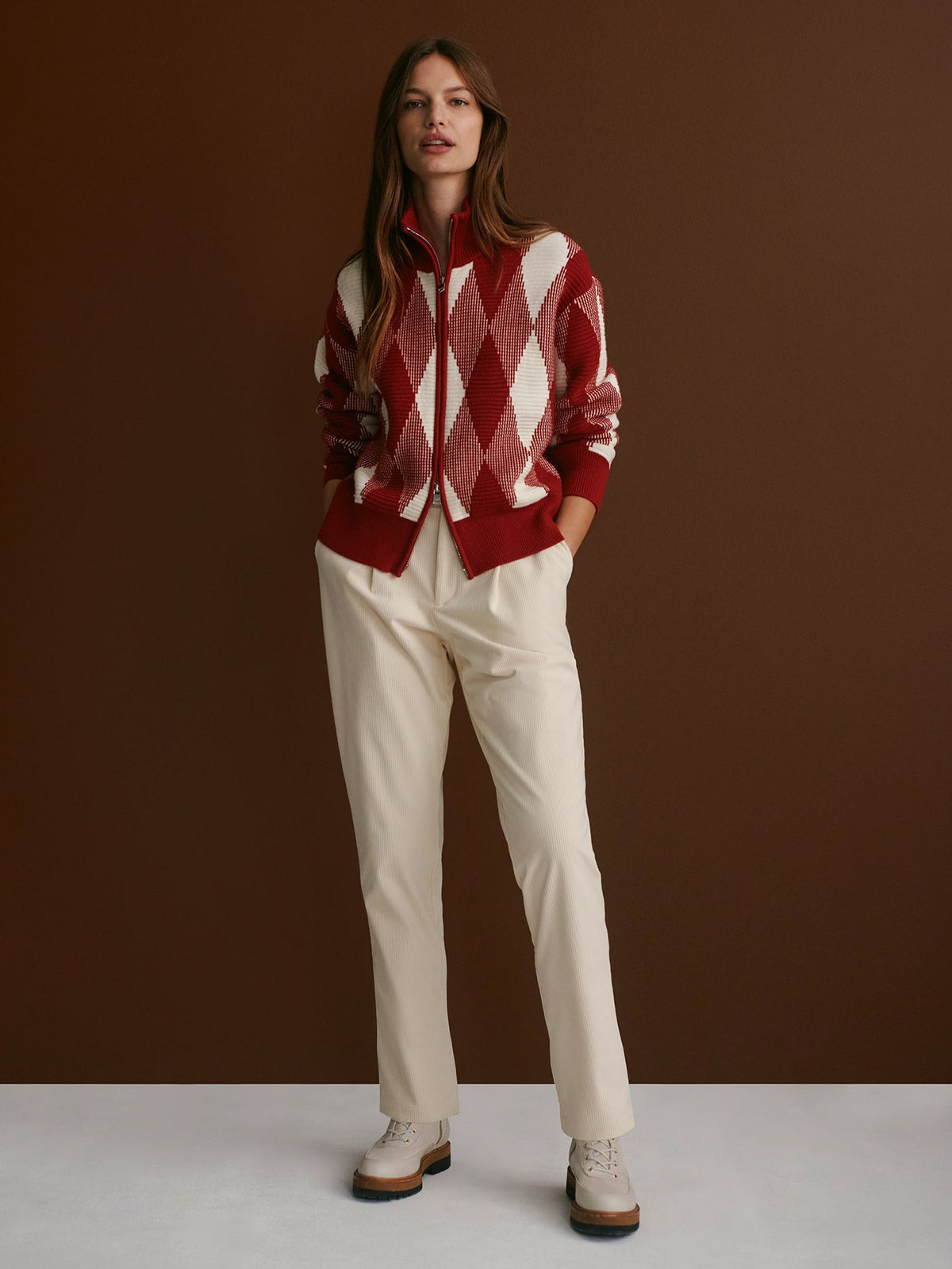 Karina Jacquard Knit Jacket Red Dahlia - Varley